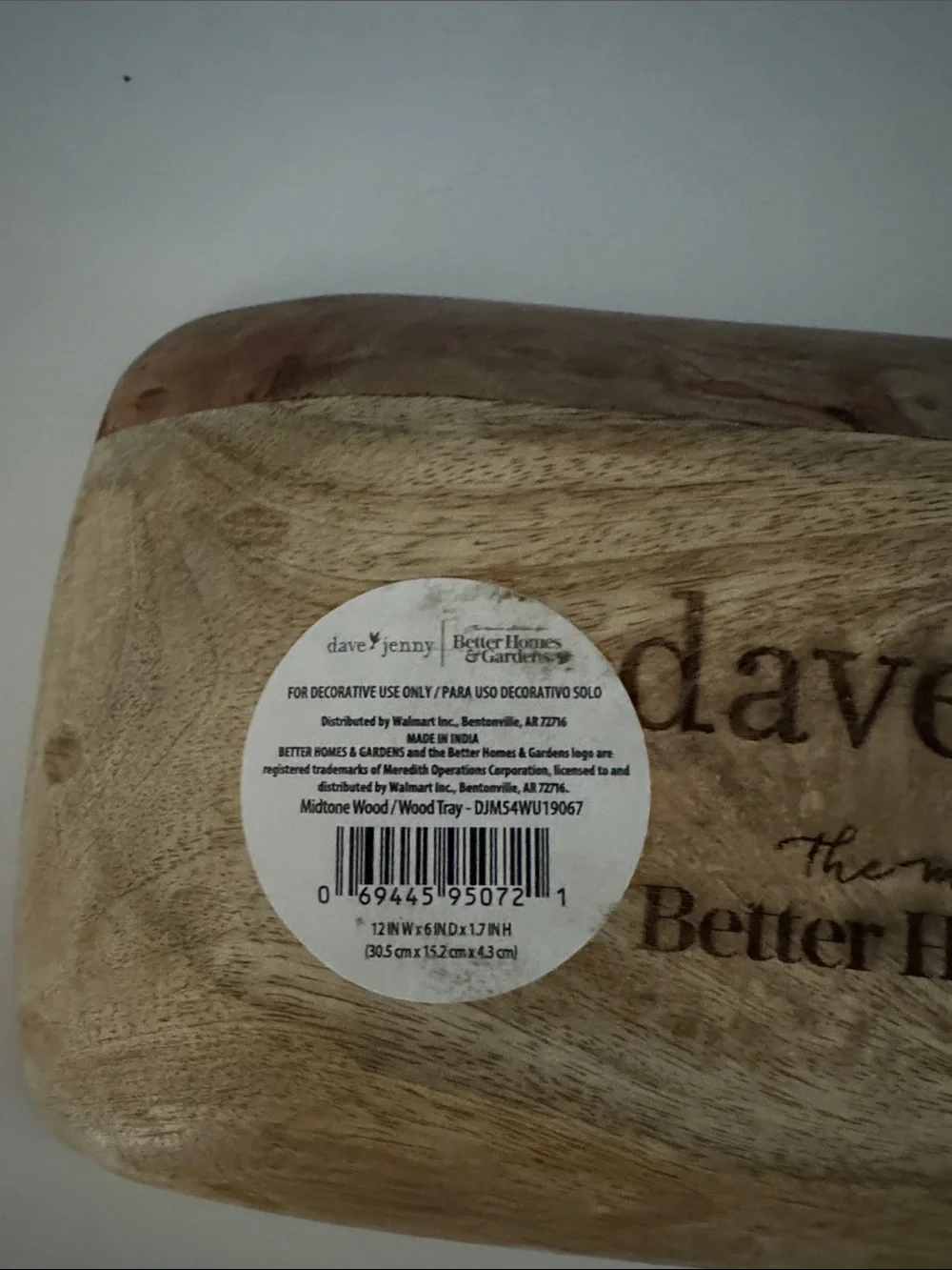 Natural Wood Decorative Tray Dough Bowl Dave & Jenny Better Homes Gardens Brown